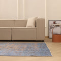 Vintage Manisa Turkish Area Rug 6x9 ft — Blue & Brown Floral