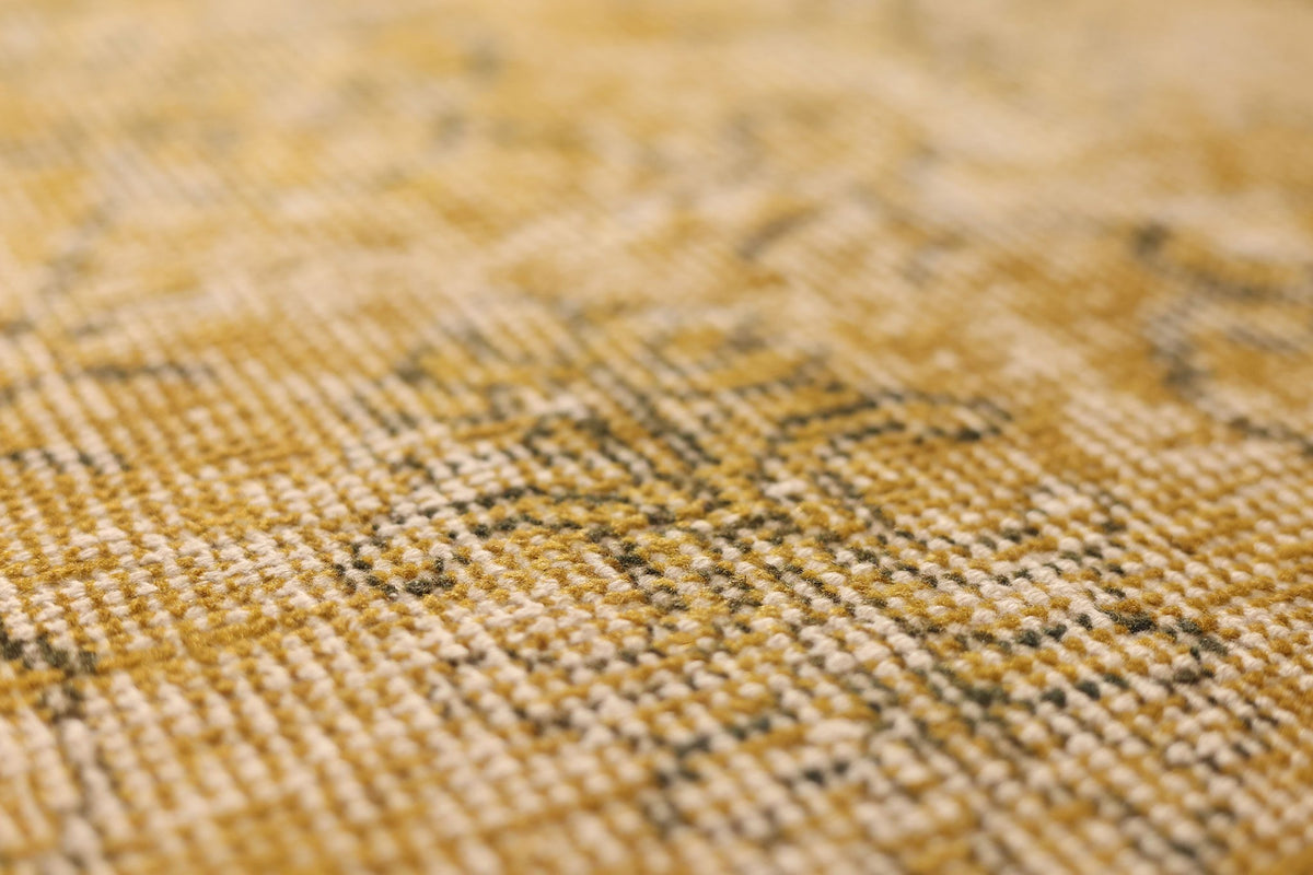 Vintage Isparta Turkish Area Rug 6x9 ft — Yellow & Beige Floral