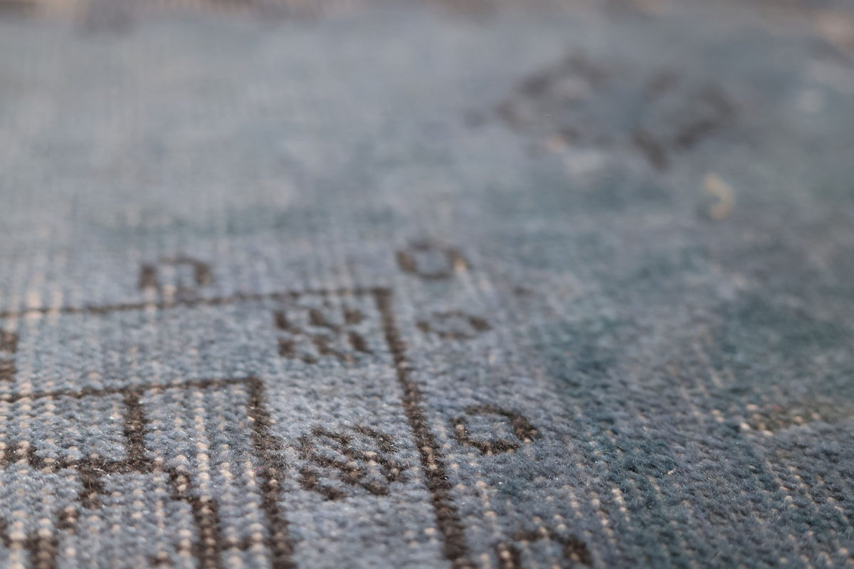 Vintage Isparta Turkish Area Rug 6x9 ft — Blue & Gray Overdyed