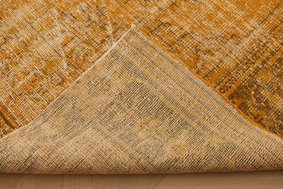 Vintage Isparta Turkish Area Rug 7x9 ft — Orange & Beige Overdyed