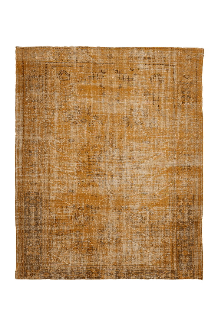 Vintage Isparta Turkish Area Rug 7x9 ft — Orange & Beige Overdyed