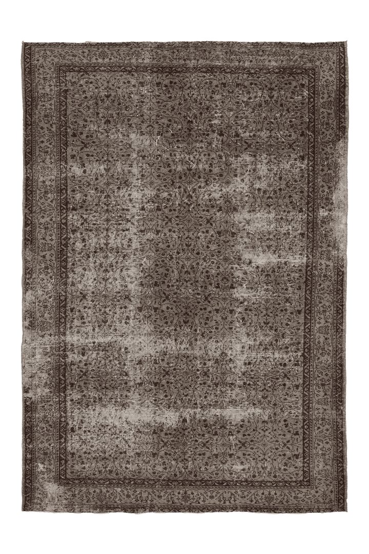 Vintage Isparta Turkish Area Rug 7x10 ft — Gray & Brown Floral