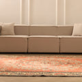 Vintage Manisa Turkish Area Rug 6x9 ft — Orange & Beige Floral