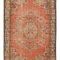Vintage Manisa Turkish Area Rug 6x9 ft — Orange & Beige Floral