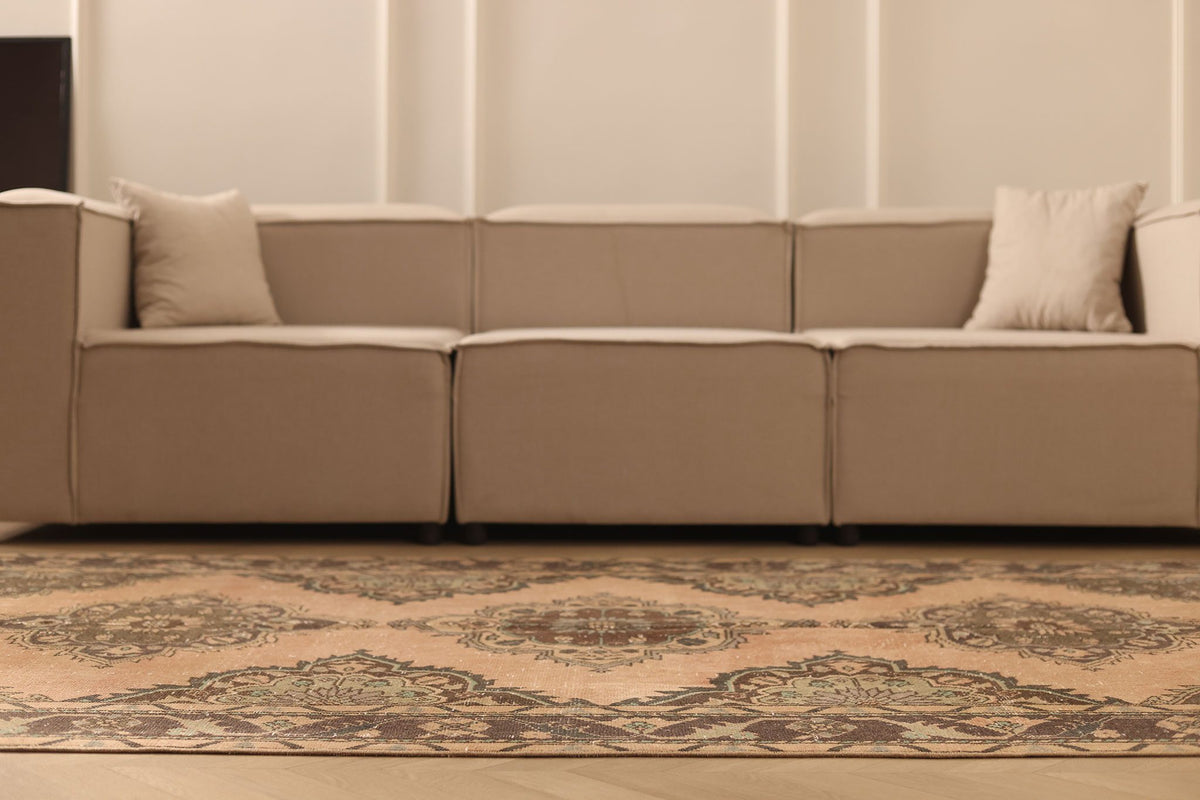 Vintage Konya Turkish Runner Rug 5x13 ft — Orange & Brown Floral