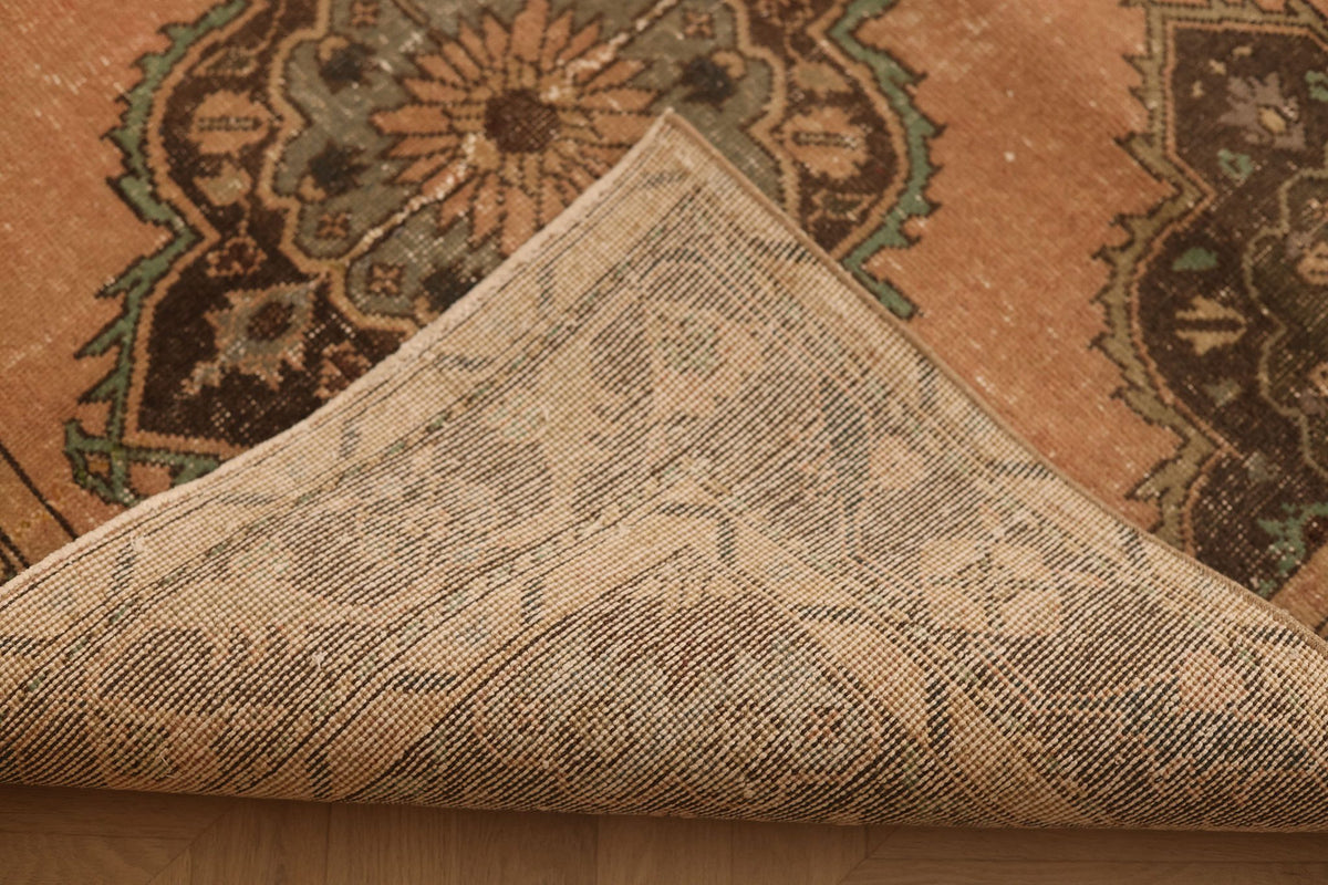 Vintage Konya Turkish Runner Rug 5x13 ft — Orange & Brown Floral
