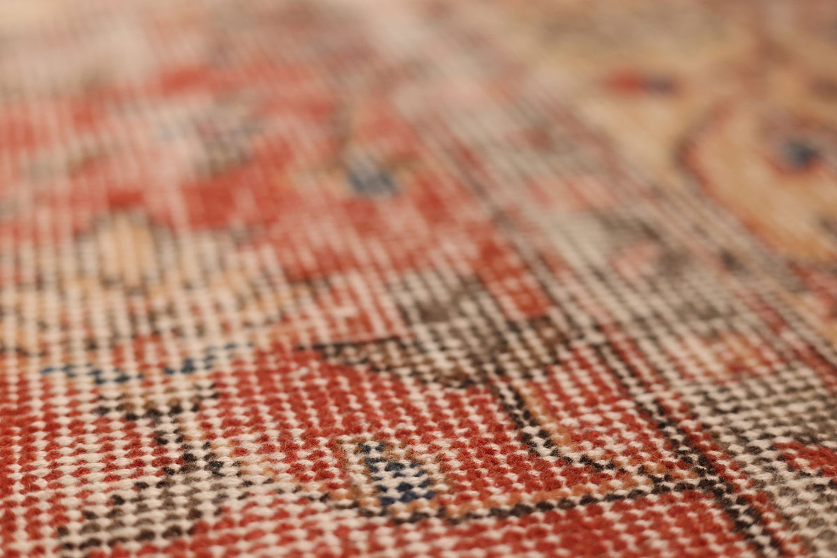 Vintage Isparta Turkish Area Rug 6x9 ft — Red & Beige Floral