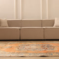 Vintage Isparta Turkish Area Rug 6x10 ft — Orange & Beige Floral