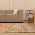 Vintage Isparta Turkish Area Rug 6x10 ft — Orange & Beige Floral