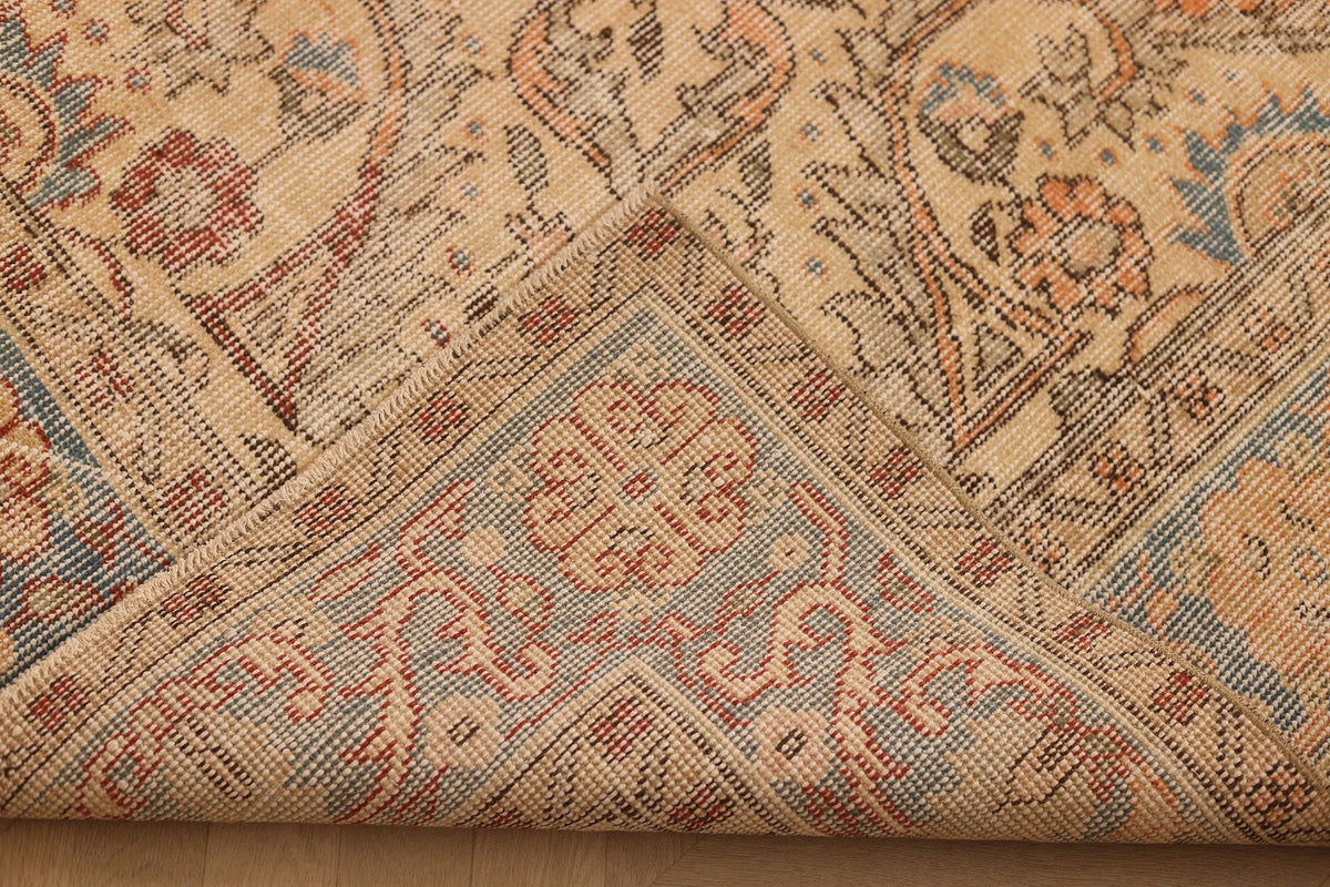 Vintage Isparta Turkish Area Rug 6x10 ft — Orange & Beige Floral