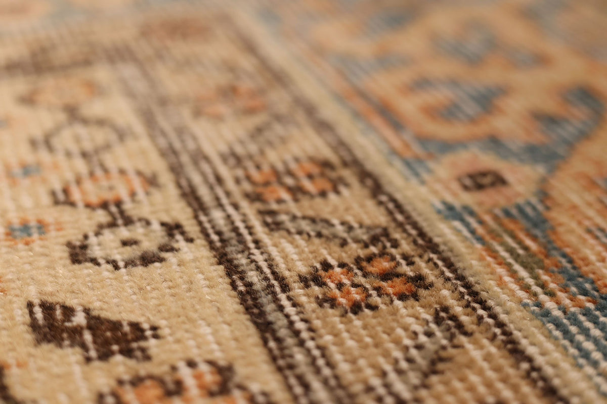 Vintage Isparta Turkish Area Rug 6x10 ft — Orange & Beige Floral