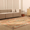 Vintage Isparta Turkish Area Rug 7x10 ft — Beige & Red Floral