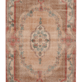 Vintage Isparta Turkish Area Rug 7x10 ft — Beige & Red Floral