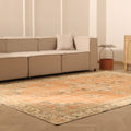 Vintage Isparta Turkish Area Rug 7x10 ft — Orange & Beige Floral