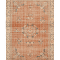 Vintage Isparta Turkish Area Rug 7x10 ft — Orange & Beige Floral