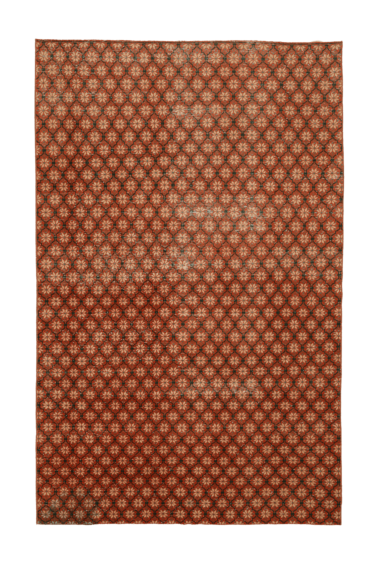 Vintage Isparta Turkish Area Rug 5x8 ft — Red & Brown Floral