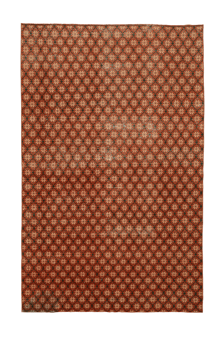 Vintage Isparta Turkish Area Rug 5x8 ft — Red & Brown Floral