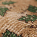 Vintage Isparta Turkish Area Rug 7x9 ft — Beige & Green Floral