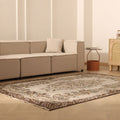 Vintage Isparta Turkish Area Rug 6x9 ft — Beige & Brown Floral