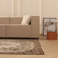 Vintage Isparta Turkish Area Rug 6x9 ft — Beige & Brown Floral
