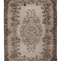 Vintage Isparta Turkish Area Rug 6x9 ft — Beige & Brown Floral