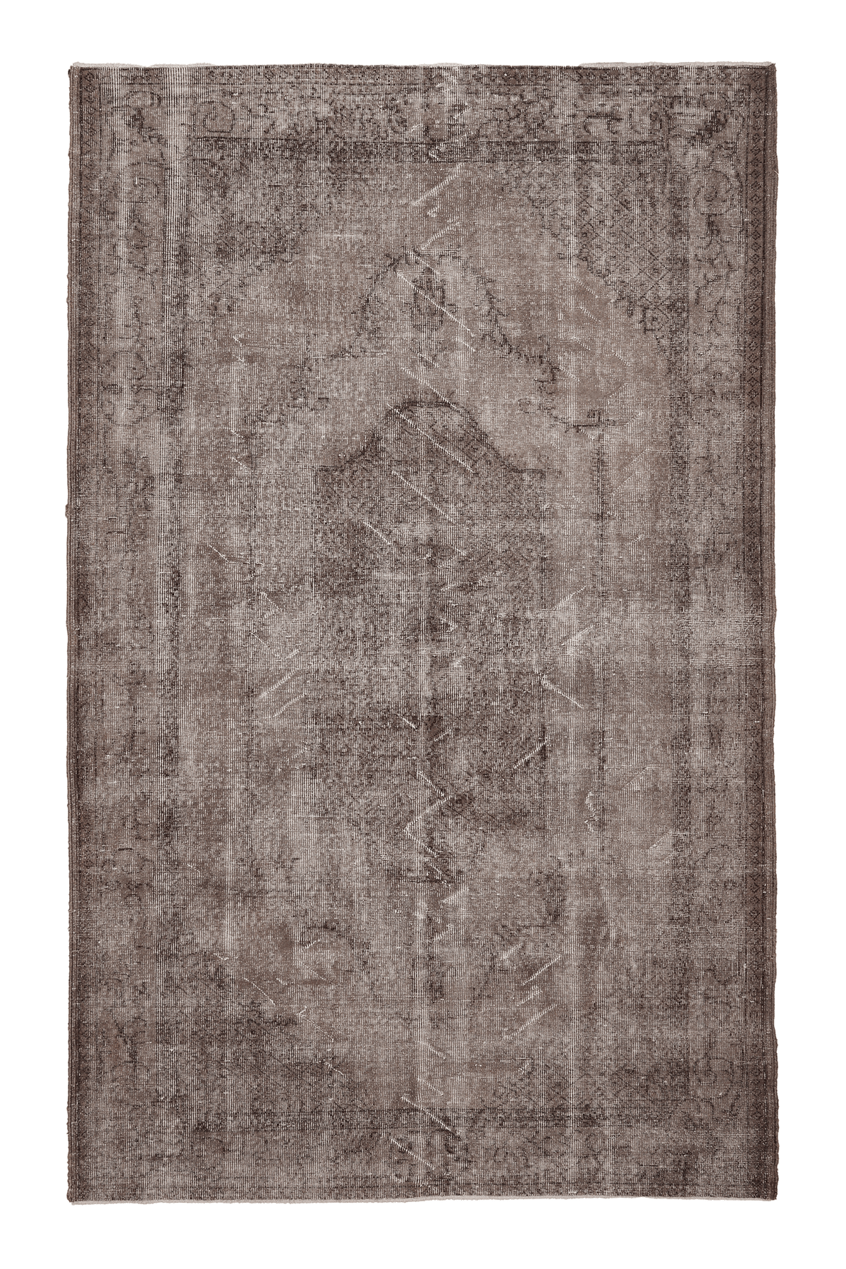 Vintage Isparta Turkish Area Rug 6x9 ft — Brown & Gray Floral