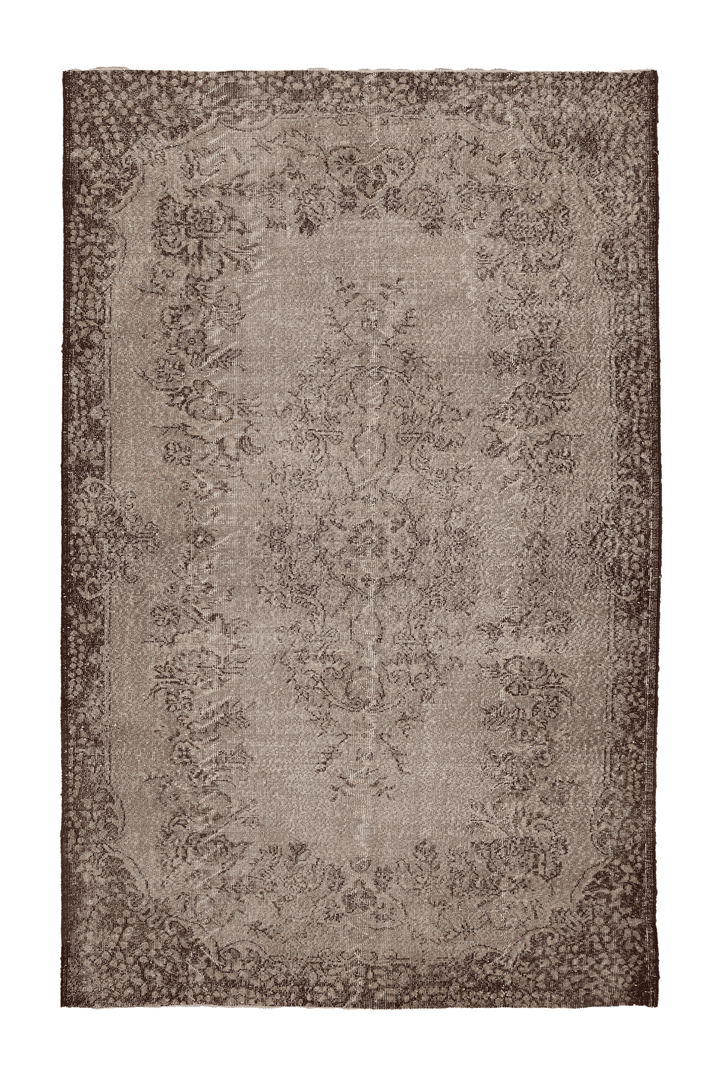 Vintage Isparta Turkish Area Rug 6x10 ft — Brown & Gray Floral