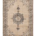 Vintage Isparta Turkish Area Rug 6x10 ft — Beige & Gray Floral