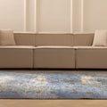 Vintage Isparta Turkish Area Rug 6x9 ft — Blue & Gray Floral
