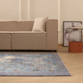 Vintage Isparta Turkish Area Rug 6x9 ft — Blue & Gray Floral