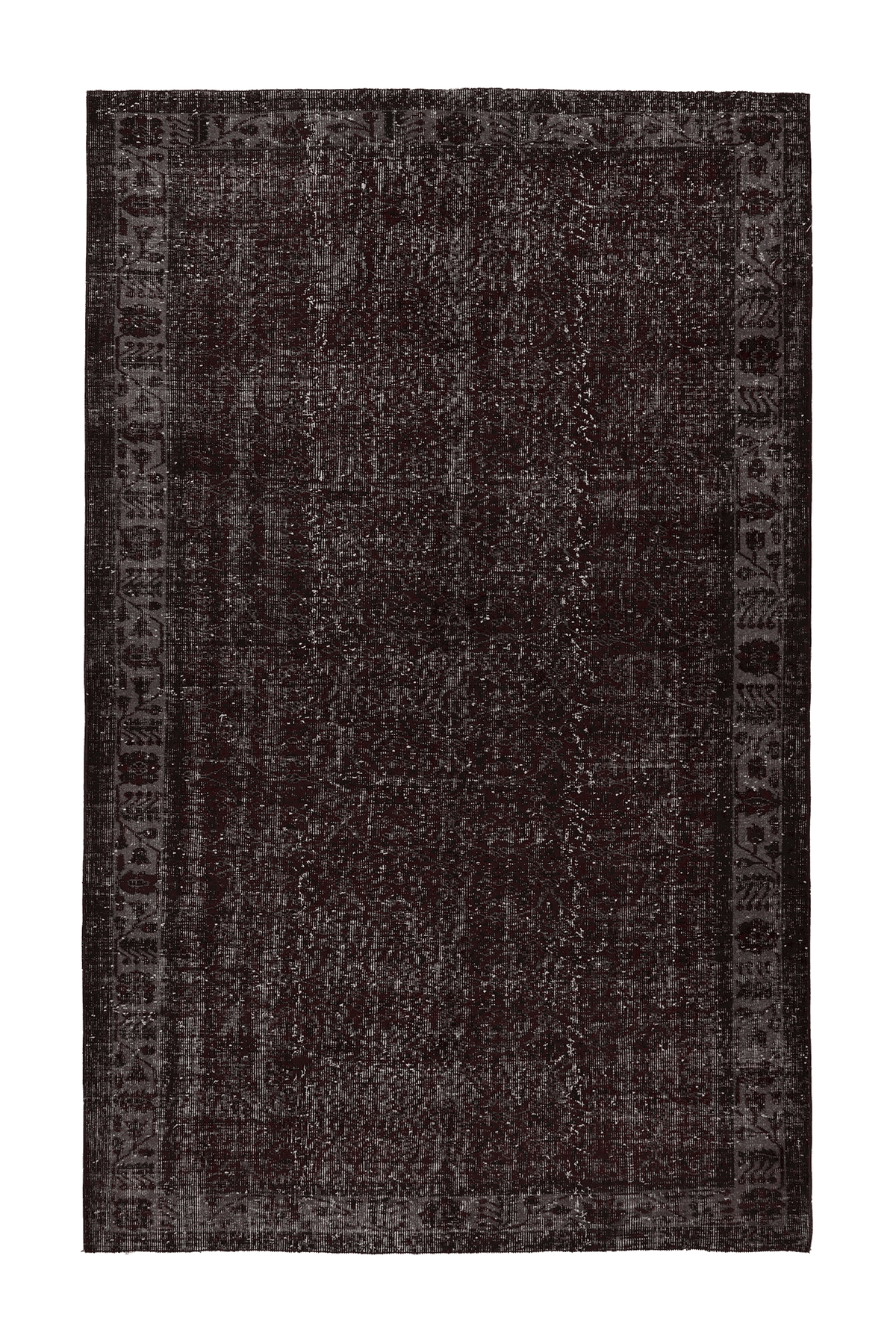 Vintage Isparta Turkish Area Rug 6x9 ft — Gray & Red Overdyed