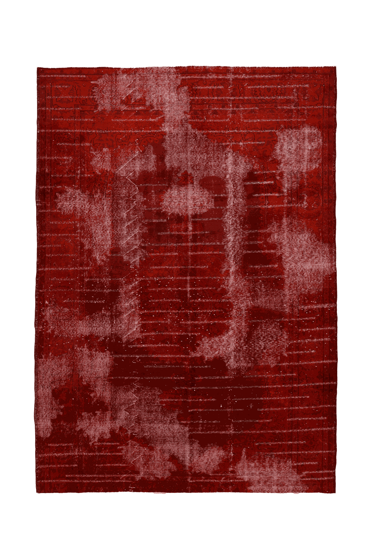 Vintage Isparta Turkish Area Rug 7x10 ft — Red Overdyed