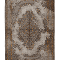 Vintage Isparta Turkish Area Rug 6x10 ft — Gray & Orange Floral