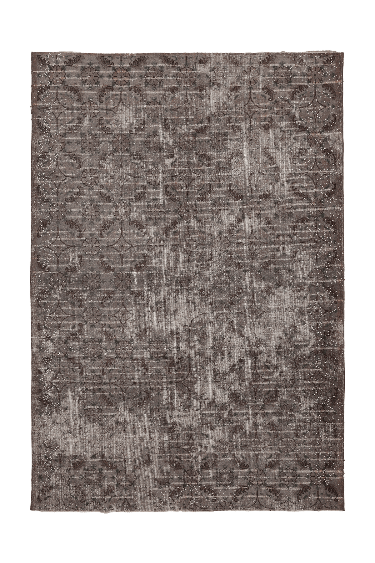 Vintage Isparta Turkish Area Rug 7x10 ft — Gray & Brown Floral