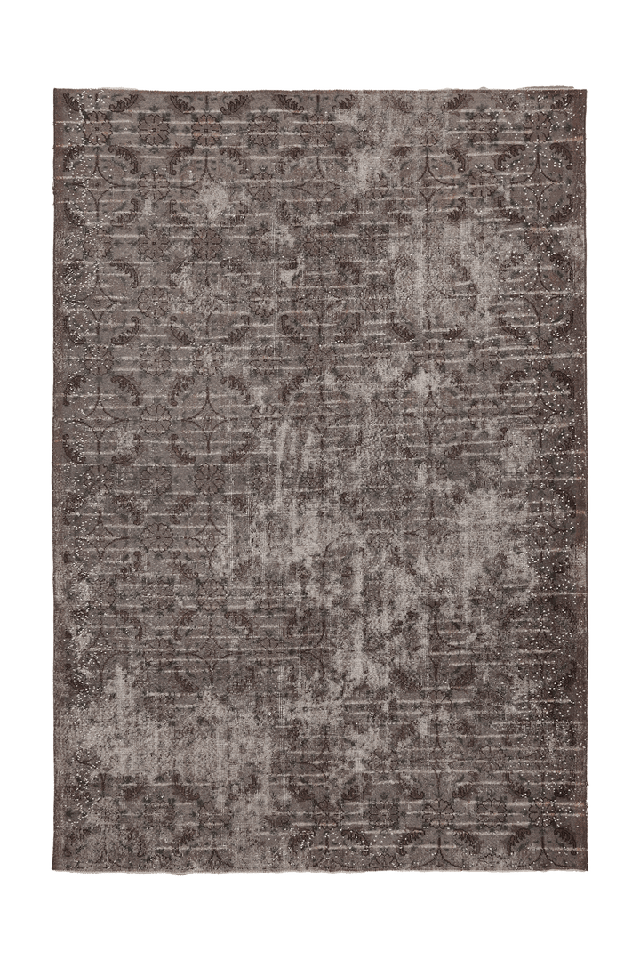 Vintage Isparta Turkish Area Rug 7x10 ft — Gray & Brown Floral
