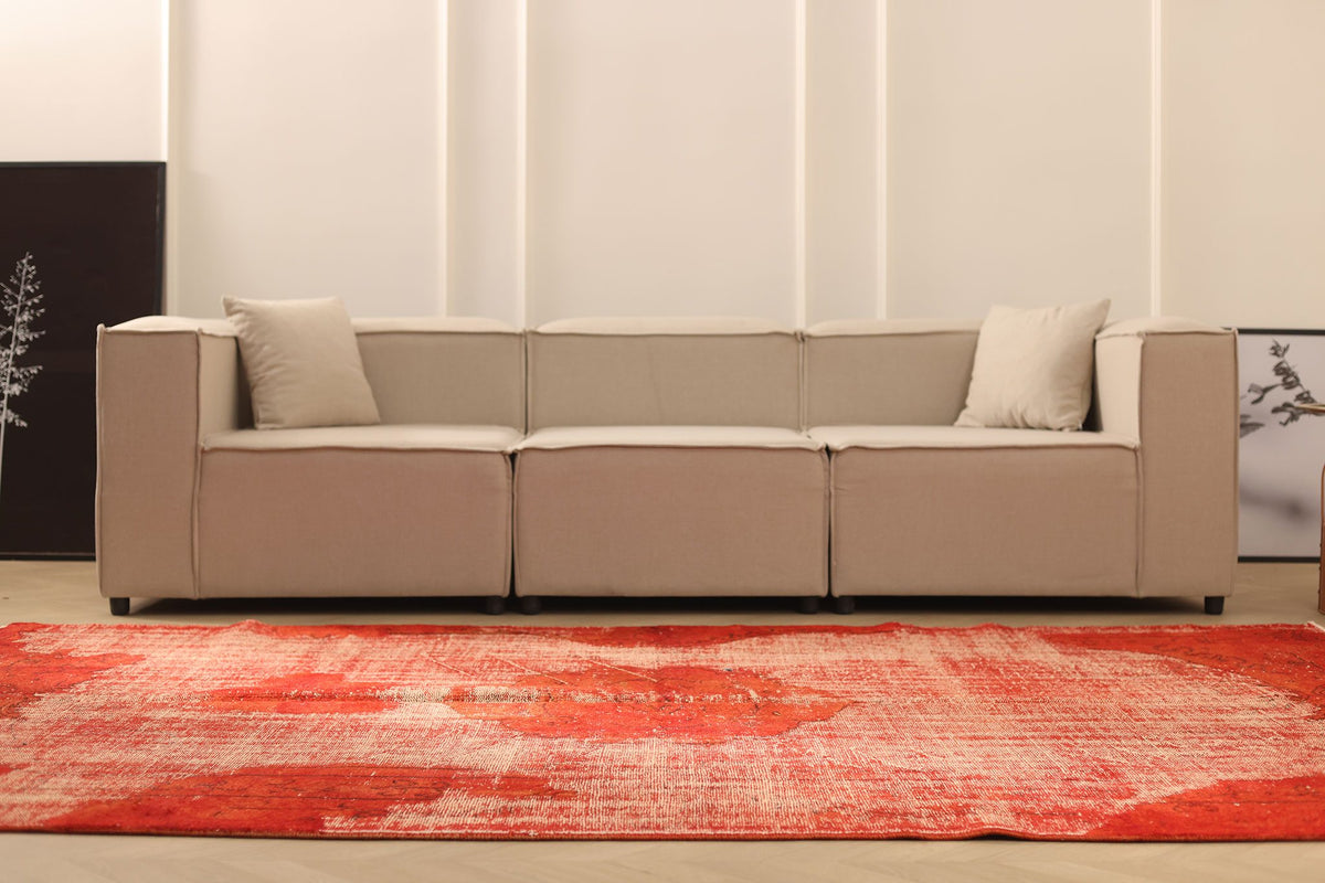 Vintage Isparta Turkish Area Rug 6x10 ft — Red & Orange Overdyed
