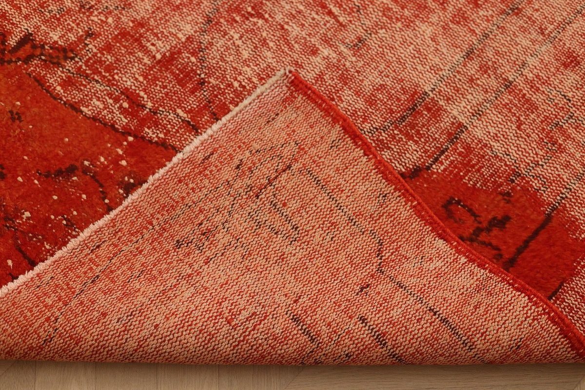 Vintage Isparta Turkish Area Rug 6x10 ft — Red & Orange Overdyed