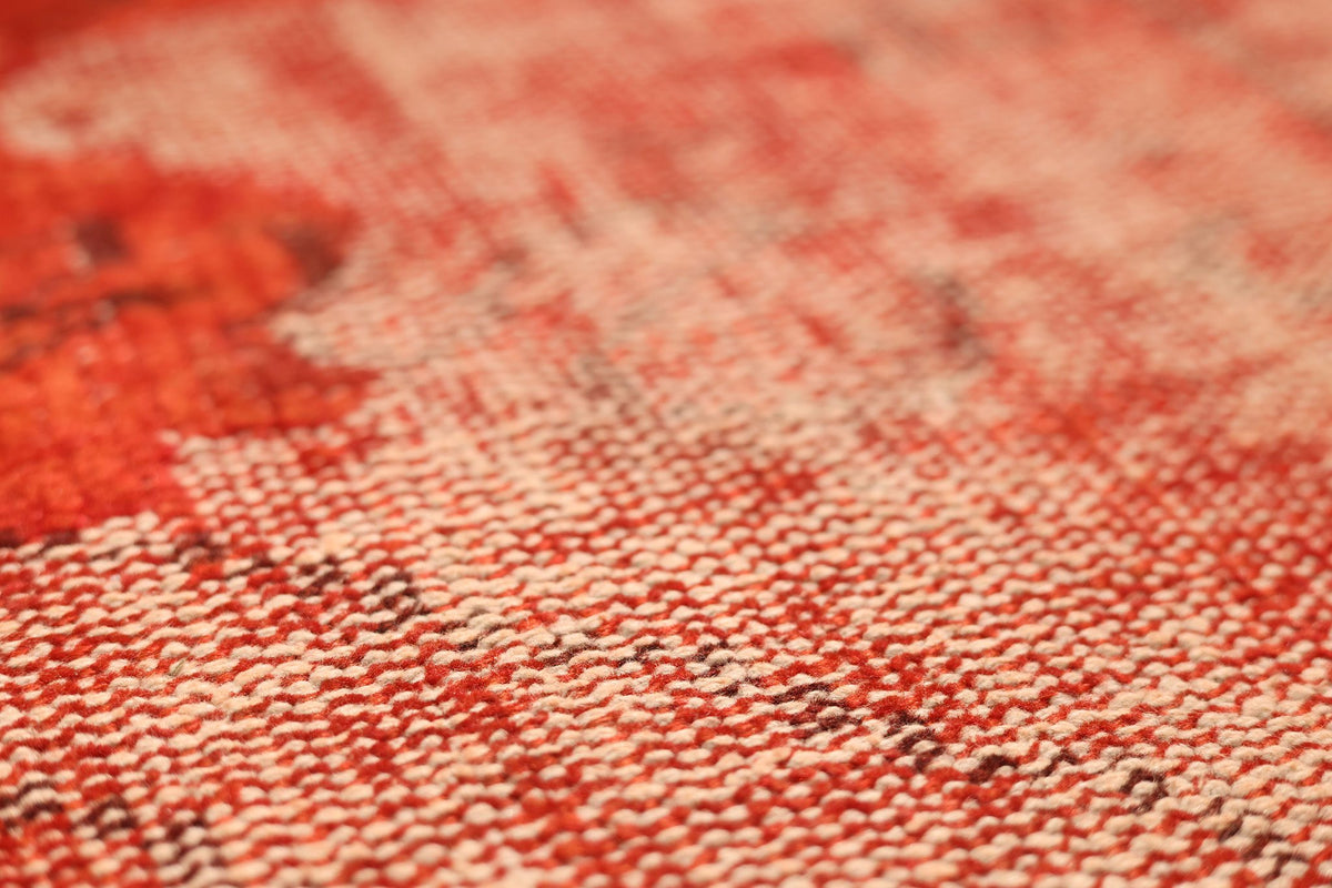 Vintage Isparta Turkish Area Rug 6x10 ft — Red & Orange Overdyed