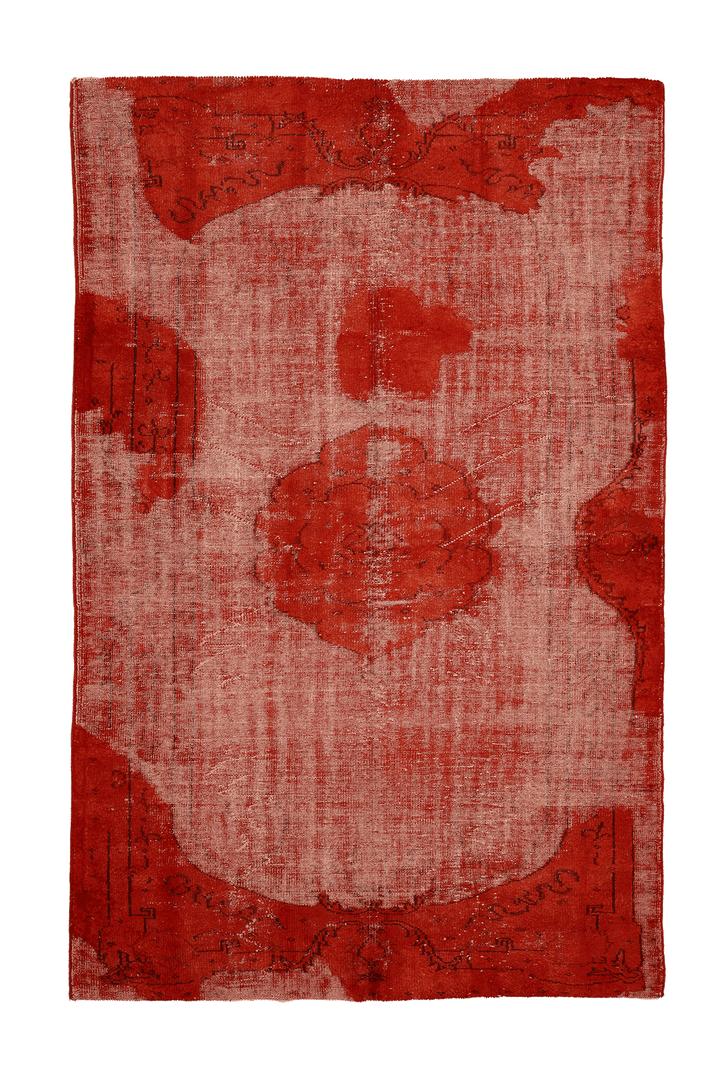 Vintage Isparta Turkish Area Rug 6x10 ft — Red & Orange Overdyed