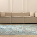 Vintage Isparta Turkish Area Rug 7x11 ft — Blue & Gray Floral