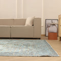 Vintage Isparta Turkish Area Rug 7x11 ft — Blue & Gray Floral
