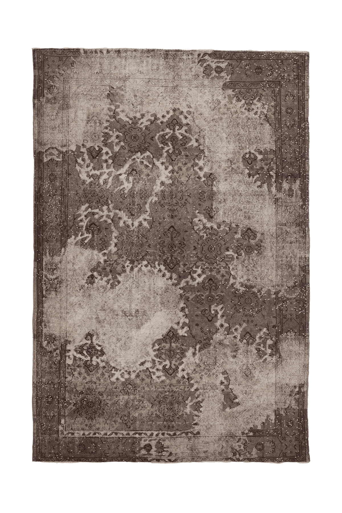 Vintage Isparta Turkish Area Rug 7x10 ft — Gray & Beige Floral