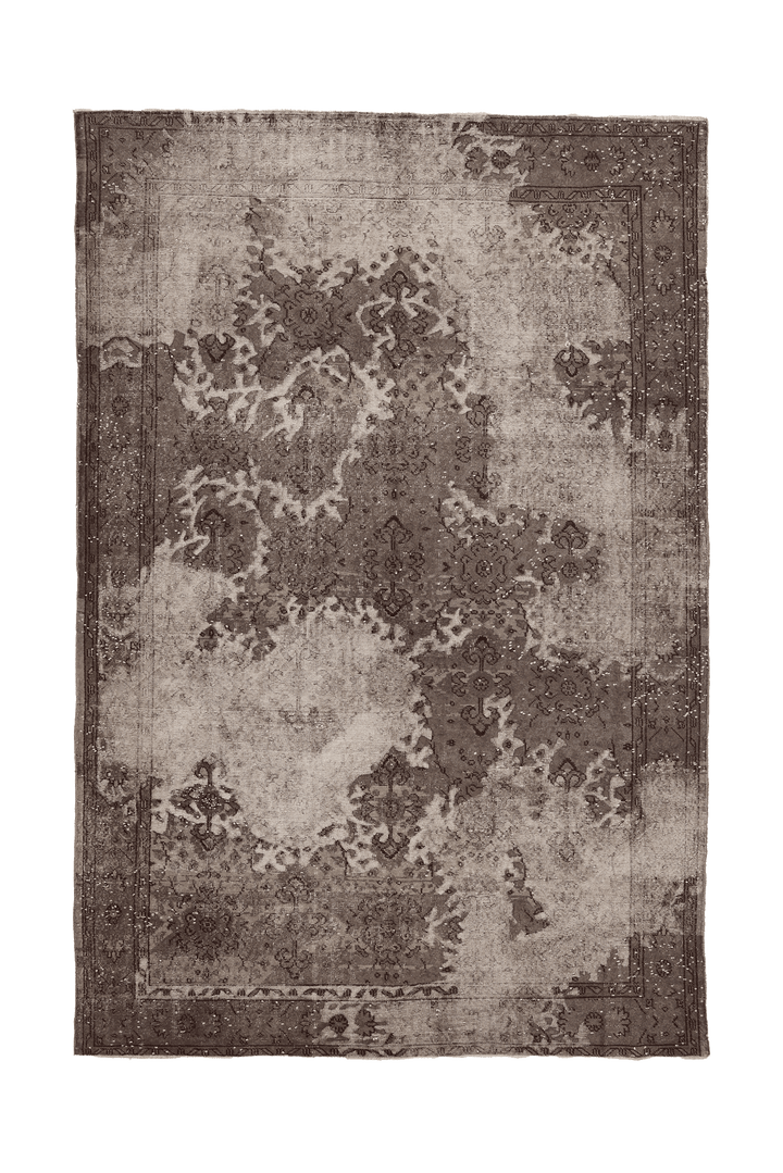 Vintage Isparta Turkish Area Rug 7x10 ft — Gray & Beige Floral