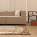 Vintage Isparta Turkish Area Rug 5x9 ft — Beige & Brown Floral