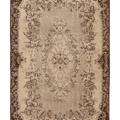 Vintage Isparta Turkish Area Rug 5x9 ft — Beige & Brown Floral