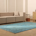 Vintage Isparta Turkish Area Rug 6x9 ft — Blue & Green Overdyed