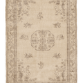 Vintage Isparta Turkish Area Rug 7x9 ft — Beige & Brown Floral