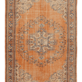 Vintage Isparta Turkish Area Rug 6x9 ft — Orange & Blue Floral