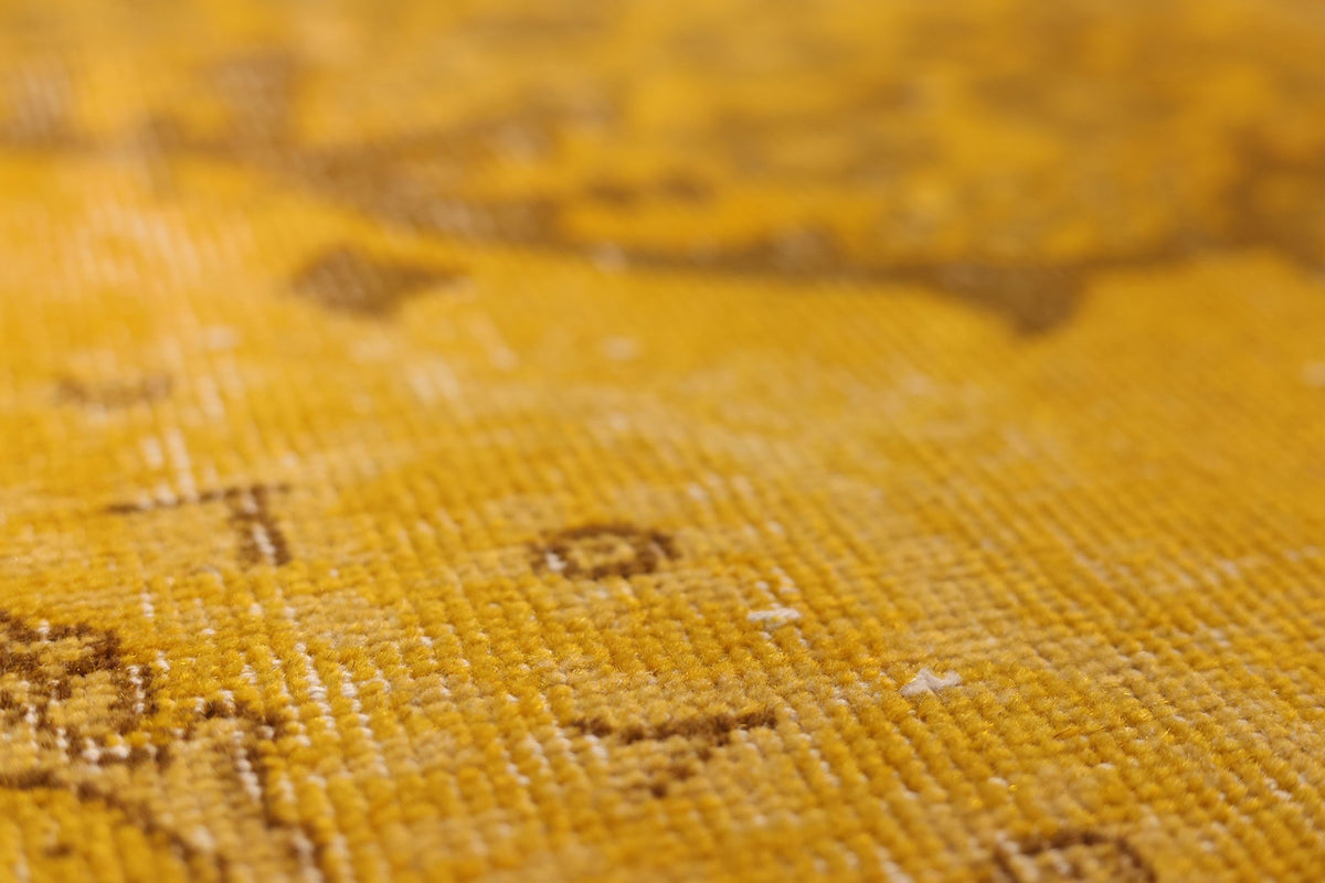 Vintage Isparta Turkish Area Rug 5x9 ft — Yellow & Brown Floral