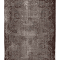 Vintage Isparta Turkish Area Rug 7x9 ft — Gray & Brown Floral